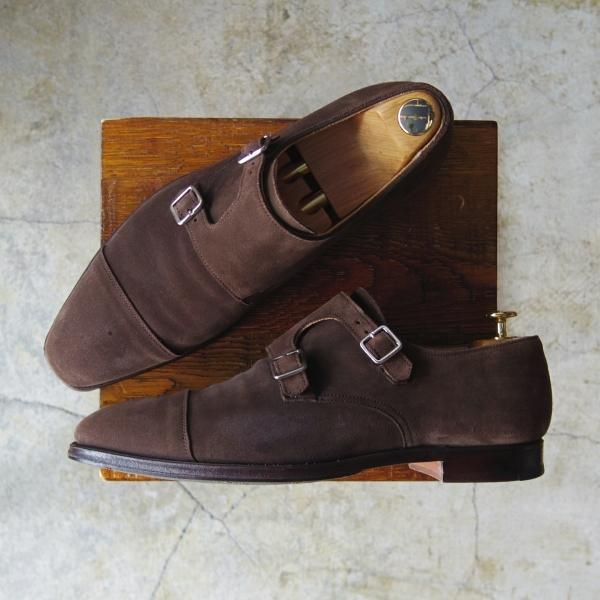 極上★クロケット&ジョーンズ 8E【名作★ラウンズ/LOWNDES】ダブルモンク/348ラスト/濃茶/スエード/メンズ/Crockett&Jones★d263