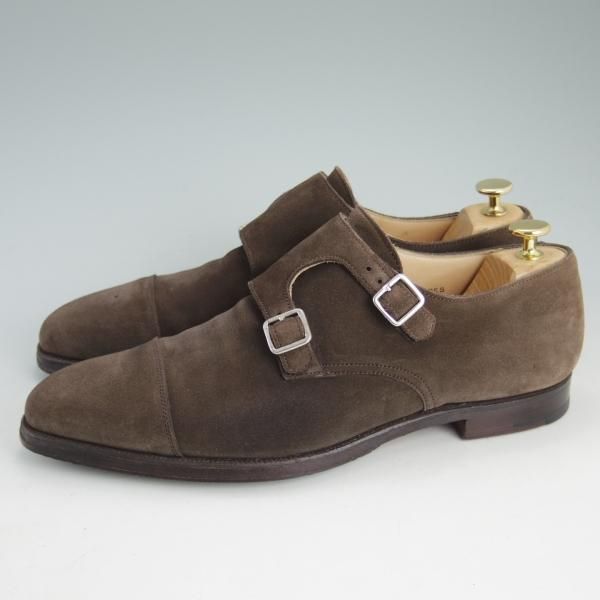 極上★クロケット&ジョーンズ 8E【名作★ラウンズ/LOWNDES】ダブルモンク/348ラスト/濃茶/スエード/メンズ/Crockett&Jones★d263