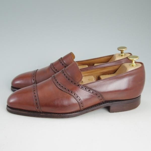 極上★クロケット&ジョーンズ UK7.5/US8E【★ラルフローレン別注/Ralph Lauren】スリッポン/茶/メンズ/靴/シューズ/Crockett&Jones★d264