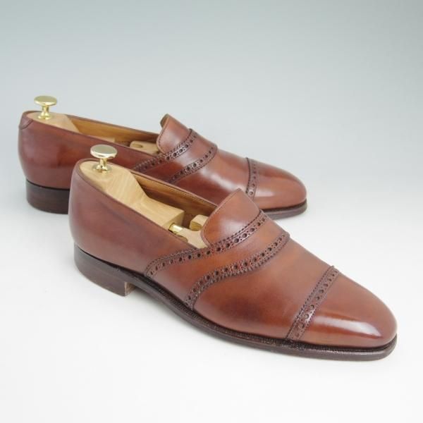 極上★クロケット&ジョーンズ UK7.5/US8E【★ラルフローレン別注/Ralph Lauren】スリッポン/茶/メンズ/靴/シューズ/Crockett&Jones★d264