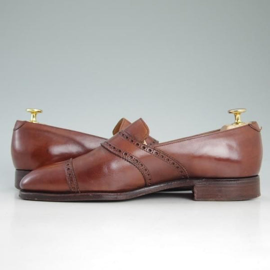 極上★クロケット&ジョーンズ UK7.5/US8E【★ラルフローレン別注/Ralph Lauren】スリッポン/茶/メンズ/靴/シューズ/Crockett&Jones★d264