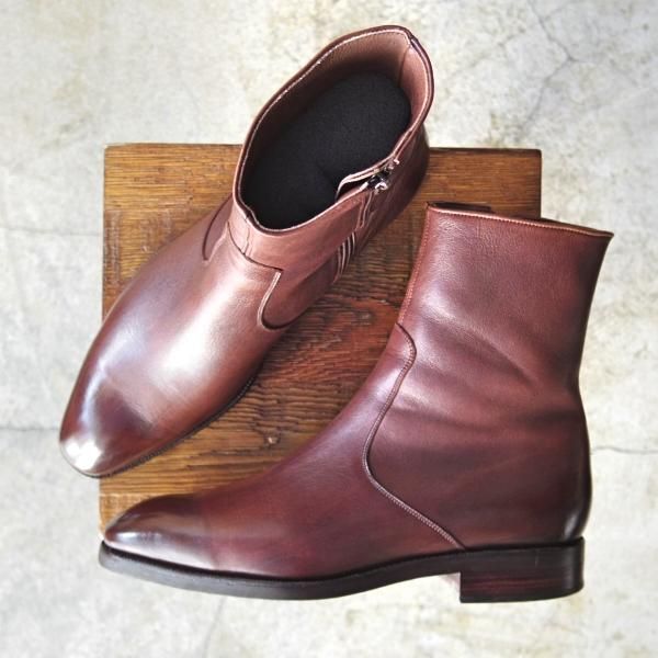 美品★(スペイン製)カルミナ SIZE 7【★トレーディングポスト別注/Trading Post】サイドジップブーツ/茶/カーフ/CARMINA★d267