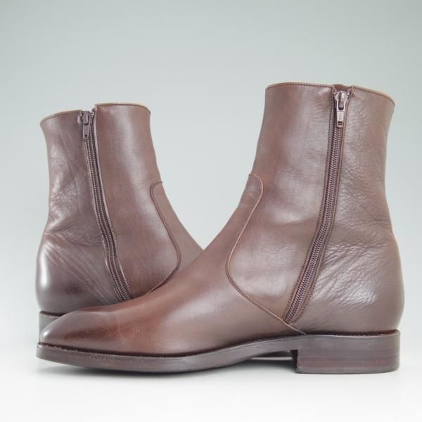 美品★(スペイン製)カルミナ SIZE 7【★トレーディングポスト別注/Trading Post】サイドジップブーツ/茶/カーフ/CARMINA★d267