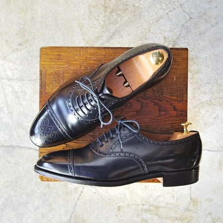 極上★ジョンロブ 7E【貴重★2466ラスト/PARISロゴ時代の製品/SEYMOUR】セミブローグ/黒/カーフ/JOHN LOBB★d275