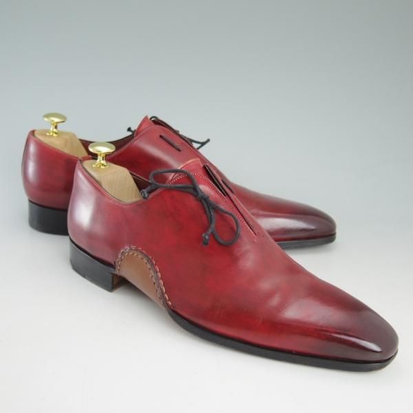美品★(スペイン製)マグナーニ SIZE 42【★オパンケ/ボロネーゼ製法】ホールカット/赤系/カーフ/MAGNANNI★d278