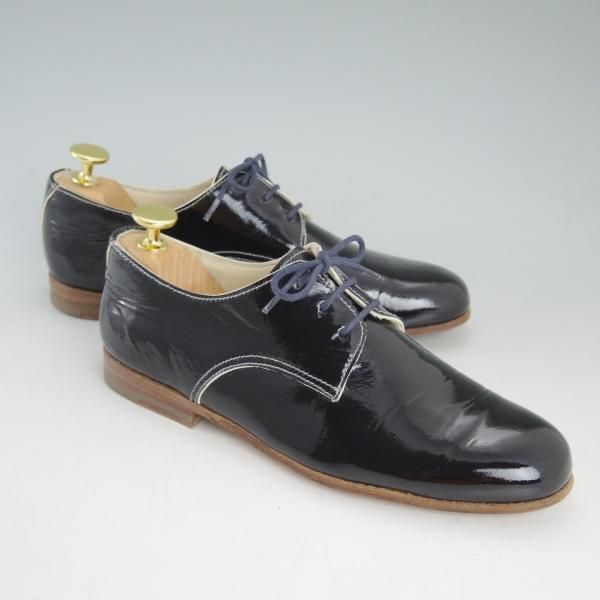 美品★ジルサンダー(レディース) SIZE 34.5【★パテントレザー/プレーントゥ】835/黒/ブラック/靴/シューズ/JIL SANDER★d280