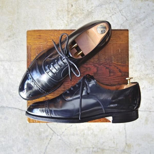 ★チャーチ 75F/UK7.5【貴重★ブックバインダーカーフ/旧チャーチ】84ラスト/Barcroft/3都市ロゴ/パンチドキャップトゥ/黒/Church's★d285