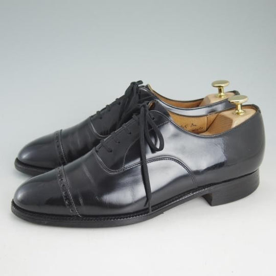 ★チャーチ 75F/UK7.5【貴重★ブックバインダーカーフ/旧チャーチ】84ラスト/Barcroft/3都市ロゴ/パンチドキャップトゥ/黒/Church's★d285