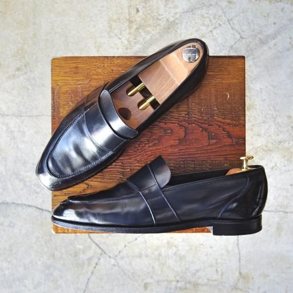 ★クロケット&ジョーンズ 7.5E 【★(英)ジョージクレバリー別注/GEORGE CLEVERLEY】ローファー/カーフ/黒/Crockett&Jones★d288