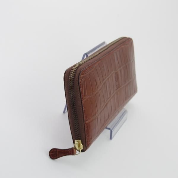 未使用★フェリージ/Felisi【★ジップ長財布/125/SA/クロコ型押し】エンボスレザー/本革/茶/メンズ&レディース兼★d294