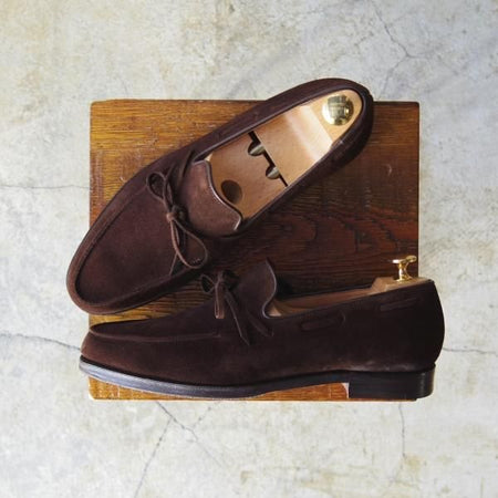 極上★クロケット&ジョーンズ 7E 【★ヘイリング/HAYLING】スエード/茶/リボンローファー/メンズ/Crockett&Jones★d308