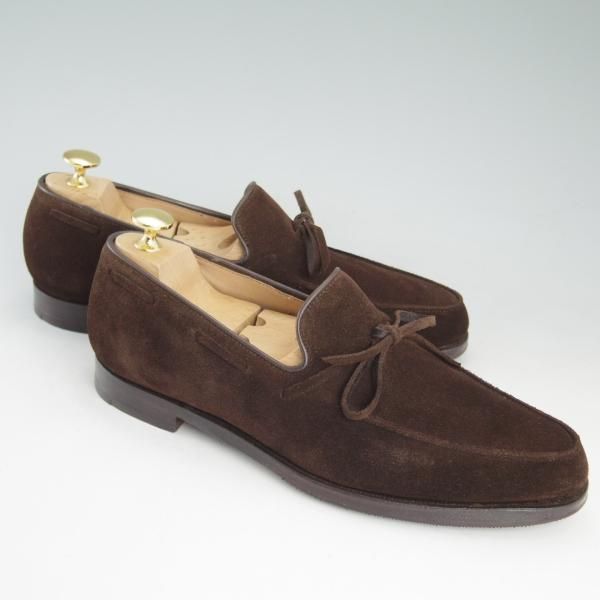 極上★クロケット&ジョーンズ 7E 【★ヘイリング/HAYLING】スエード/茶/リボンローファー/メンズ/Crockett&Jones★d308