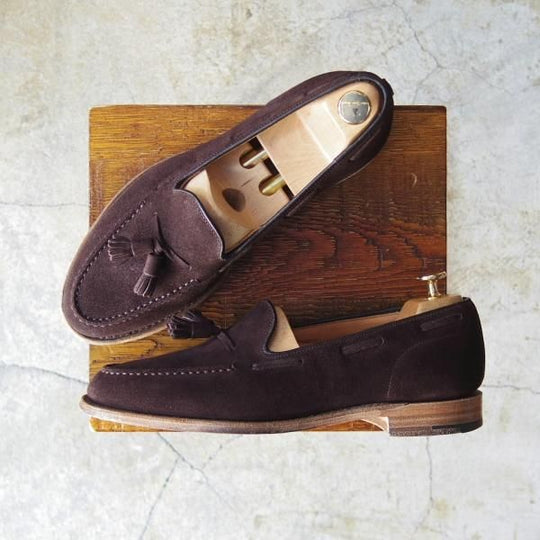 極上★チャーチ 80F/UK8【★フォスバリー/FOSBURY】93ラスト/タッセルローファー/4都市ロゴ/スエード/茶/メンズ/Church's★d319