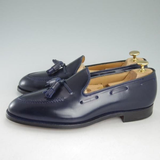 新品★クロケット&ジョーンズ7.5E【貴重★コードバン仕様/キャベンディッシュ/CAVENDISH 2】タッセルローファー/紺/Crockett&Jones★d322