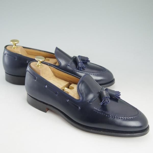 新品★クロケット&ジョーンズ7.5E【貴重★コードバン仕様/キャベンディッシュ/CAVENDISH 2】タッセルローファー/紺/Crockett&Jones★d322