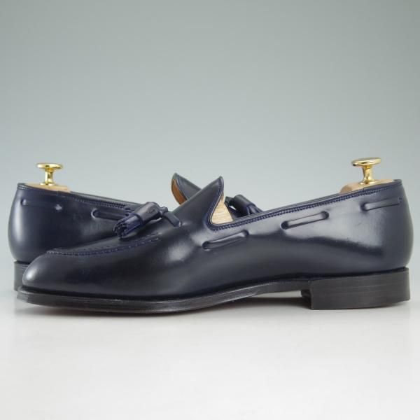 新品★クロケット&ジョーンズ7.5E【貴重★コードバン仕様/キャベンディッシュ/CAVENDISH 2】タッセルローファー/紺/Crockett&Jones★d322