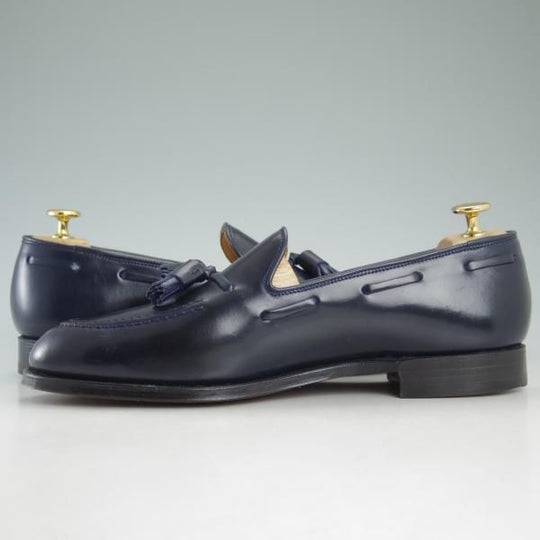 新品★クロケット&ジョーンズ7.5E【貴重★コードバン仕様/キャベンディッシュ/CAVENDISH 2】タッセルローファー/紺/Crockett&Jones★d322