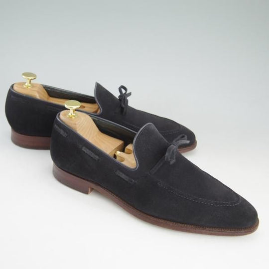 美品★クロケット&ジョーンズ 8E【ビームス別注★REDBOURN】ネイビー/リボンローファー/紺/メンズ/BEAMS F/Crockett&Jones★d328