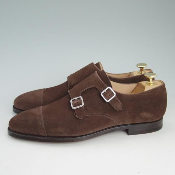 未使用★クロケット&ジョーンズ UK7.5/US8D【★ブルックスブラザーズ別注/Peal&co】ダブルモンク/スエード/茶/メンズ/Crockett&Jones★d329