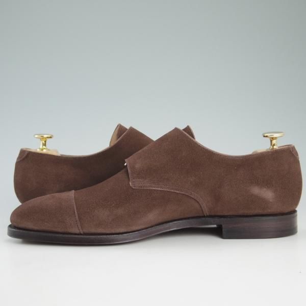 未使用★クロケット&ジョーンズ UK7.5/US8D【★ブルックスブラザーズ別注/Peal&co】ダブルモンク/スエード/茶/メンズ/Crockett&Jones★d329