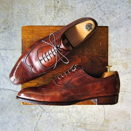 極上★シェットランドフォックス SIZE 8【上級★ブライトンシリーズ/032F/ロングヴァンプ】フルブローグ/カーフ/茶/Shetlandfox★d330