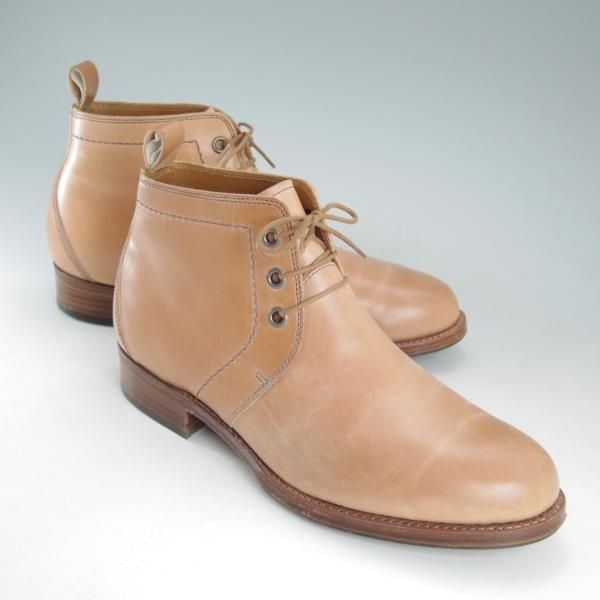 極美品★(恵比寿)ショセ 25.5cm/SIZE 41【貴重★コードバン仕様/ナチュラルカラー】c-7120/チャッカブーツ/薄茶/メンズ/chausser★d340