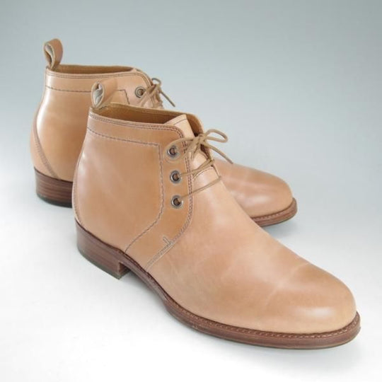 極美品★(恵比寿)ショセ 25.5cm/SIZE 41【貴重★コードバン仕様/ナチュラルカラー】c-7120/チャッカブーツ/薄茶/メンズ/chausser★d340