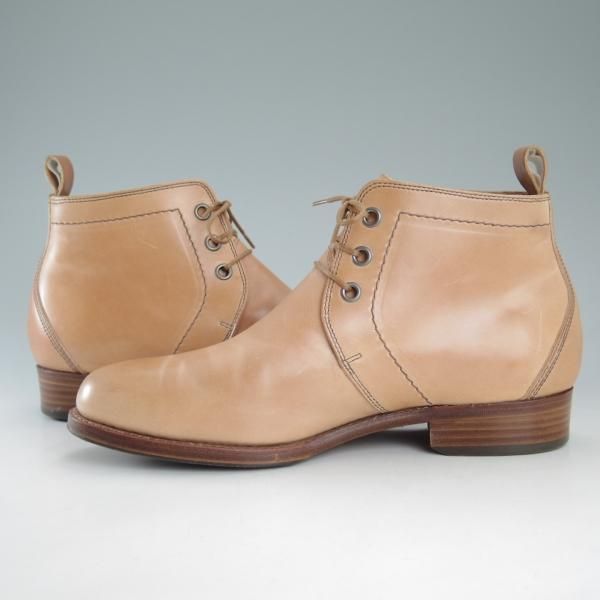 極美品★(恵比寿)ショセ 25.5cm/SIZE 41【貴重★コードバン仕様/ナチュラルカラー】c-7120/チャッカブーツ/薄茶/メンズ/chausser★d340