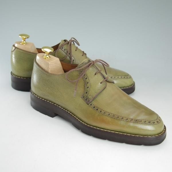 極上★(仏)ベルルッティ SIZE 6.5【★パフォーレーション/Uチップ】緑/グレインレザー/Berluti★d341