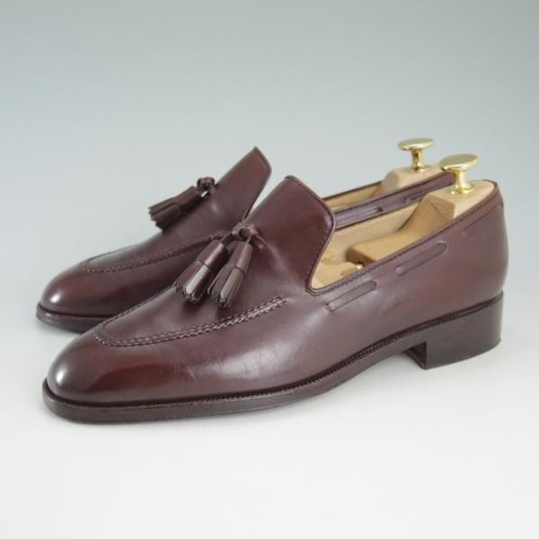 極上★(伊)タニノクリスチー SIZE 5.5【定価10万円以上★タッセルローファー】D121937/赤茶/カーフ/メンズ/TANINO CRISCI★d342