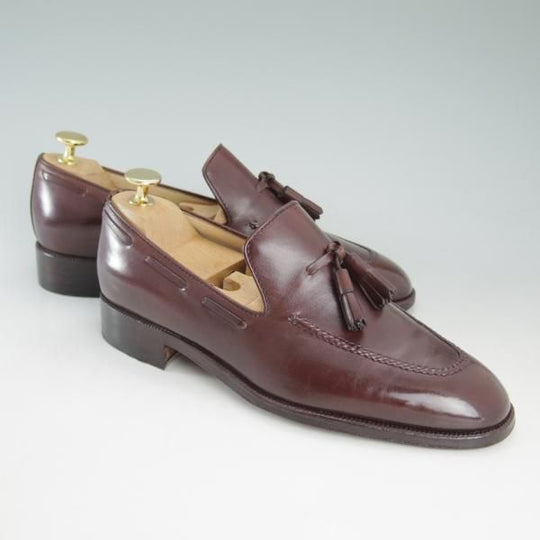 極上★(伊)タニノクリスチー SIZE 5.5【定価10万円以上★タッセルローファー】D121937/赤茶/カーフ/メンズ/TANINO CRISCI★d342