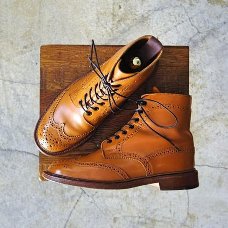 極上★トリッカーズ(レディース) SIZE 5.5【★L2508/カントリーブーツ/エイコンアンティーク】カーフ/ウイングチップ/薄茶/Tricker's★d343