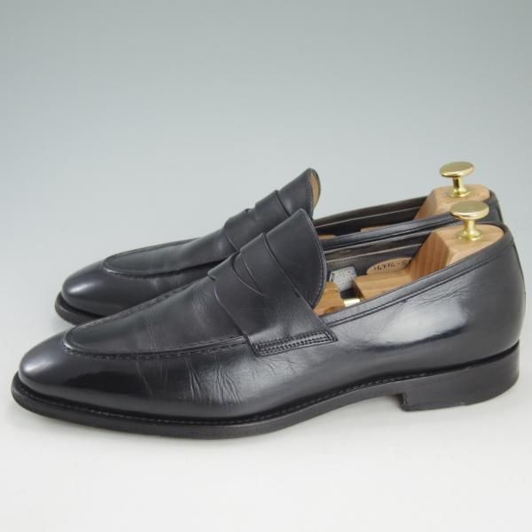 極上★(伊)サントーニ SIZE 7.5【上級★グッドイヤーウェルテッド製法/コインローファー】14714-51/黒/カーフ/メンズ/Santoni★d351