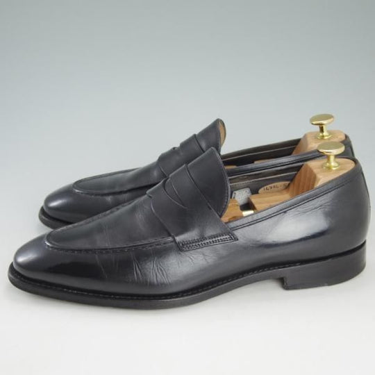 極上★(伊)サントーニ SIZE 7.5【上級★グッドイヤーウェルテッド製法/コインローファー】14714-51/黒/カーフ/メンズ/Santoni★d351
