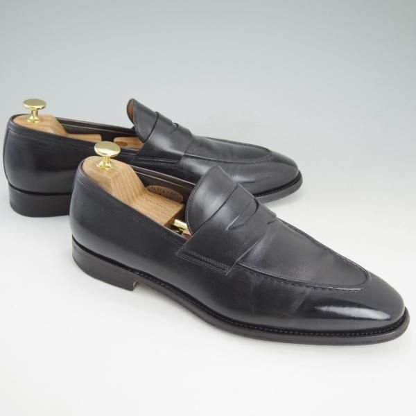 極上★(伊)サントーニ SIZE 7.5【上級★グッドイヤーウェルテッド製法/コインローファー】14714-51/黒/カーフ/メンズ/Santoni★d351