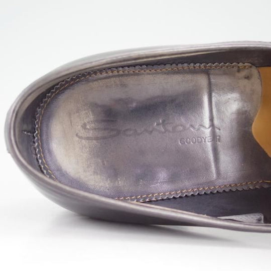 極上★(伊)サントーニ SIZE 7.5【上級★グッドイヤーウェルテッド製法/コインローファー】14714-51/黒/カーフ/メンズ/Santoni★d351