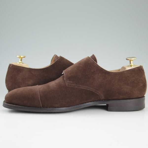 美品★クロケット&ジョーンズ 7E【定番★ラウンズ/LOWNDES】ダブルモンク/348ラスト/濃茶/スエード/メンズ/Crockett&Jones★d354