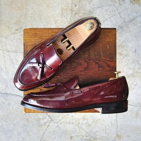 美品★(米)フローシャイム 9.5C【貴重★コードバン仕様/インペリアル】タッセルローファー/バーガンディ/FLORSHEIM imperial★d363