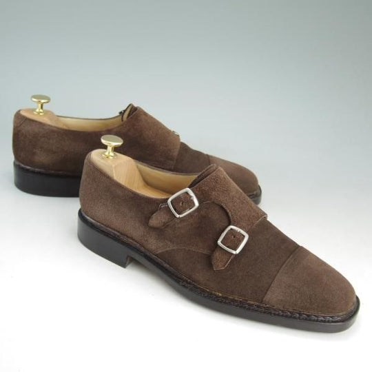極上★(伊)シルヴァノ・ラッタンジ SIZE 8【貴重★ベンティベーニャ製法/ダブルモンク】スエード/濃茶/シルバノ/Silvano Lattanzi★d369