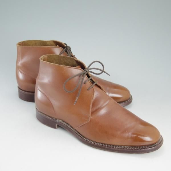 極上★クロケット&ジョーンズ 5E【★(英)ジョージクレバリー別注/GEORGE CLEVERLEY】チャッカブーツ/茶/カーフ/Crockett&Jones★d375