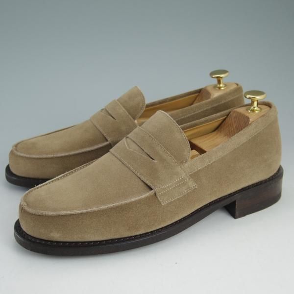未使用★パラブーツ SIZE 7【★ダックス/DAX/ギャラクシーソール仕様】コインローファー/スエード/薄茶/メンズ/Paraboot★d381