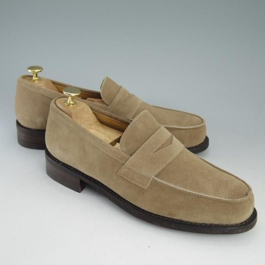 未使用★パラブーツ SIZE 7【★ダックス/DAX/ギャラクシーソール仕様】コインローファー/スエード/薄茶/メンズ/Paraboot★d381