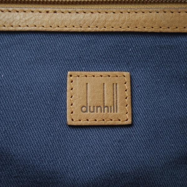 極上★(英)ダンヒル/dunhill【★ボストンバッグ/カーキ×茶/コンビ仕様】メンズ ビジネス レザー×キャンバス バッグ★N5319