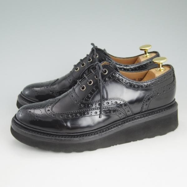極美品★(英)グレンソン(レディース) SIZE 4.5【★フルブローグ/EMILY/4016-11VB】黒/ウイングチップ/ポリッシュレザー/GRENSON★d394