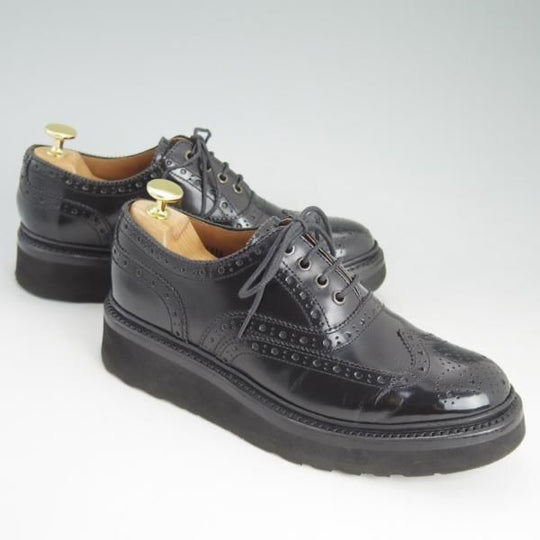 極美品★(英)グレンソン(レディース) SIZE 4.5【★フルブローグ/EMILY/4016-11VB】黒/ウイングチップ/ポリッシュレザー/GRENSON★d394
