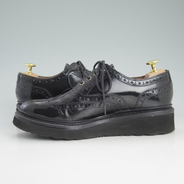 極美品★(英)グレンソン(レディース) SIZE 4.5【★フルブローグ/EMILY/4016-11VB】黒/ウイングチップ/ポリッシュレザー/GRENSON★d394