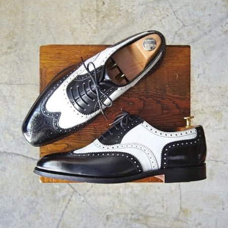 ★(英)Loake製/ローク 7.5F【英国製★BARNEYS NEWYORK別注】コンビ白×黒/バーニーズ ニューヨーク/フルブローグ/シューズ/靴/メンズ★d395