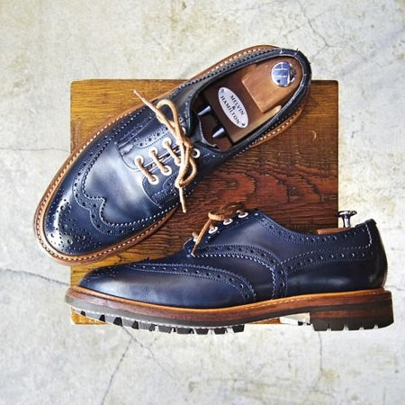 極上★トリッカーズ SIZE 9【★(代々木上原)ELNEST別注/コマンドソール】カントリー短靴/フルブローグ/紺/カーフ/メンズ/Tricker's★d397
