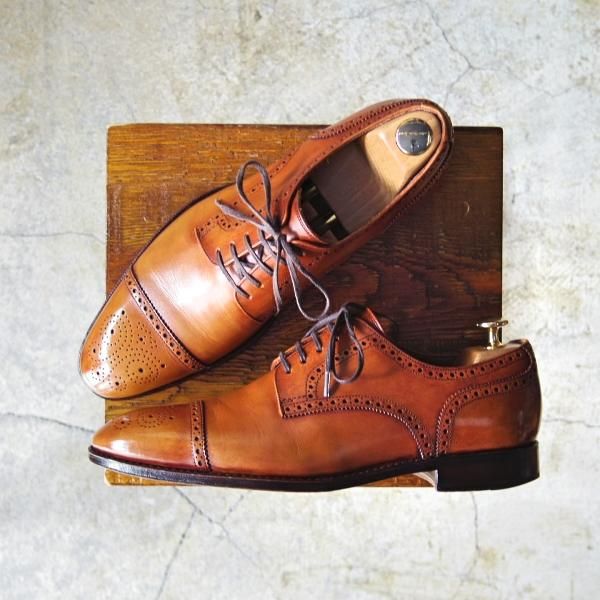 極上★ユニオンロイヤル SIZE 7【上級★ハンドソーンウェルテッド製法/九分仕立て】セミブローグ/茶/カーフ/UNION ROYAL★d406