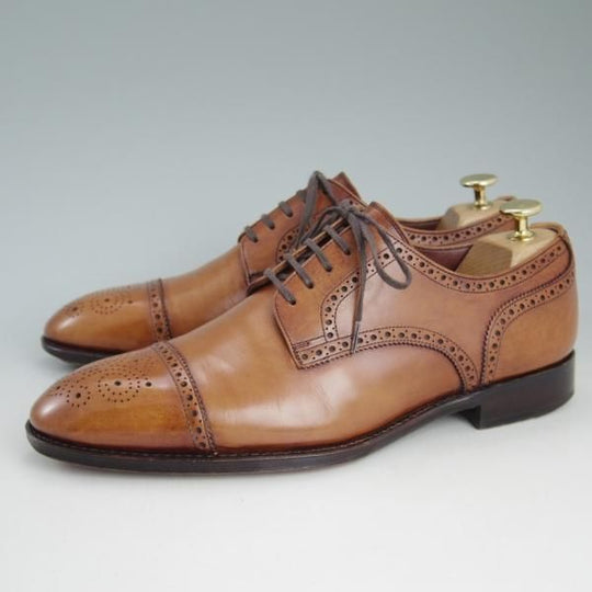 極上★ユニオンロイヤル SIZE 7【上級★ハンドソーンウェルテッド製法/九分仕立て】セミブローグ/茶/カーフ/UNION ROYAL★d406